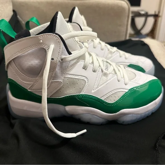 White and Green High-Top Sneakers - Picture 3 of 5